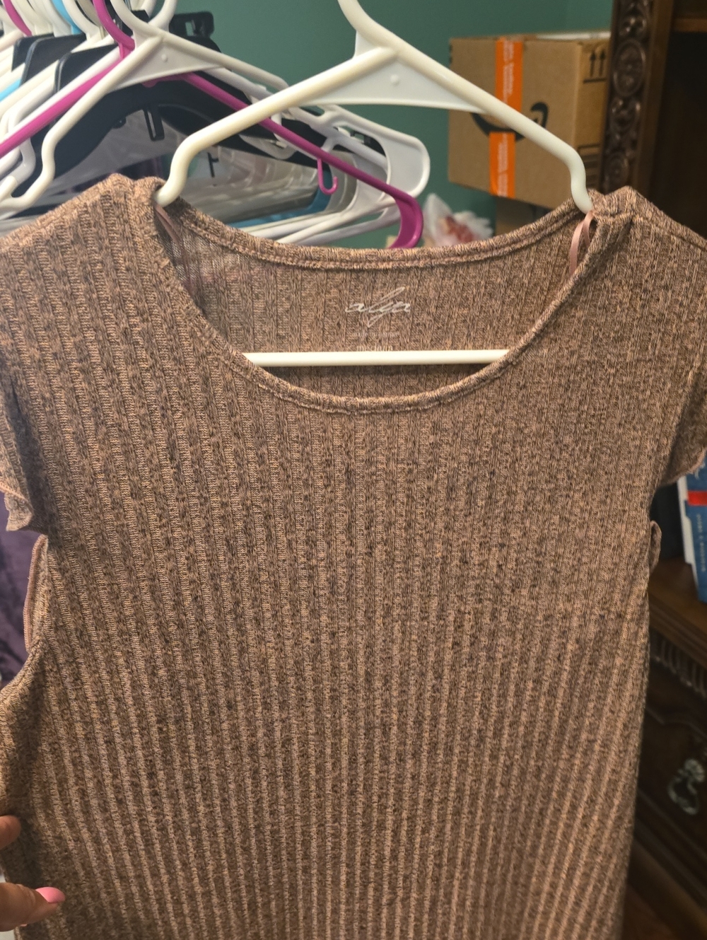 Alya Ribbed Knit Mini Dress in Mauve Taupe